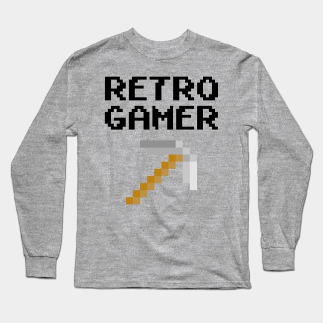 retro gamer pickaxe Long Sleeve T-Shirt by Mamon